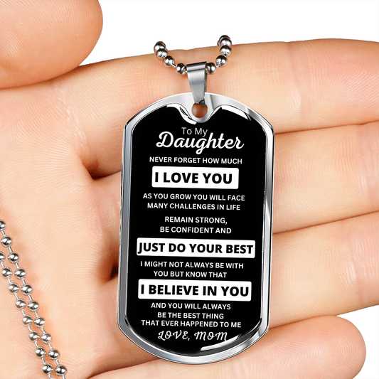 Mom-Daughter Remain Strong Dog Tag