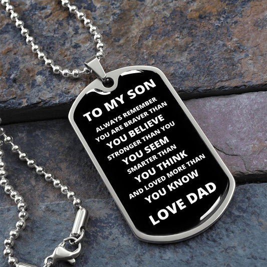 DOG TAG NECKLACE DAD-SON CLEAR SMARTER