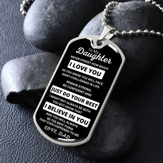 Dad-Daughter Remain Strong Dog Tag