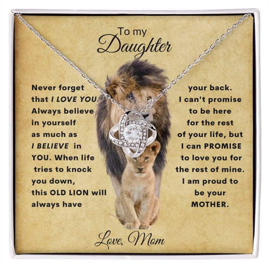 Daughter Mom Love Knot Necklace-Old Lion