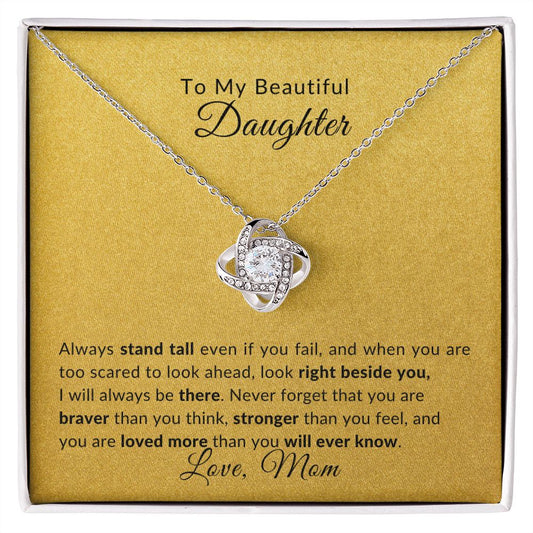 Daughter-Mom Gold Forever Love Necklace Stand Tall