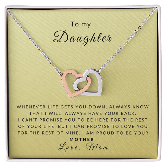 To My Daughter Interlocking Heart Necklace I Will Always Have Your Back Gold