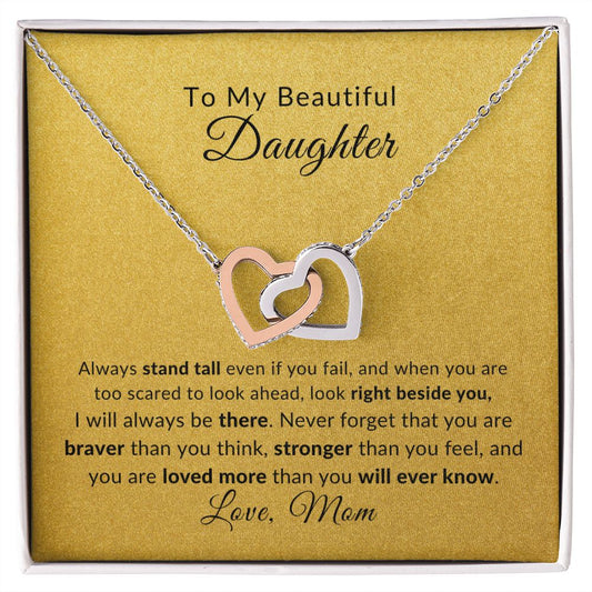 Daughter-Mom Gold Interlocking Necklace Stand Tall