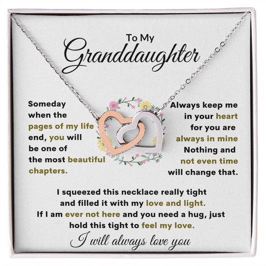 Granddaughter Interlocking Hearts Pages of Life Necklace