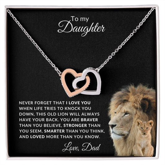 OLD LION INTERLOCKING NECKLACE DAD-DAUGHTER